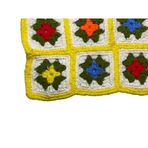 70's Crochet Granny Square Couch couch arm rest blanket 15" x 11" - Picture 4 of 6